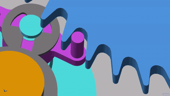 Autoplaying close-up animation of pawl and gear contact.
